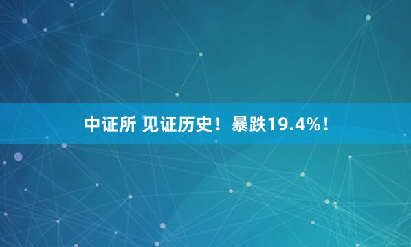 中证所 见证历史！暴跌19.4%！