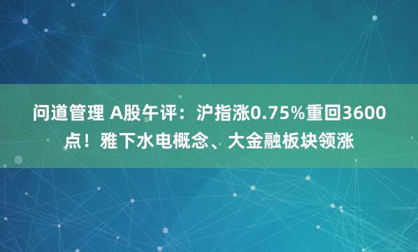 问道管理 A股午评：沪指涨0.75%重回3600点！雅下水电概念、大金融板块领涨